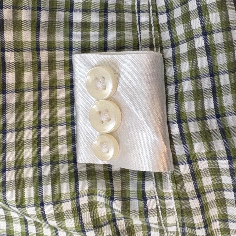 Joseph Abboud Non-Iron 100% Cotton Green Gingham Button Down Shirt Mens L - Picture 7 of 7